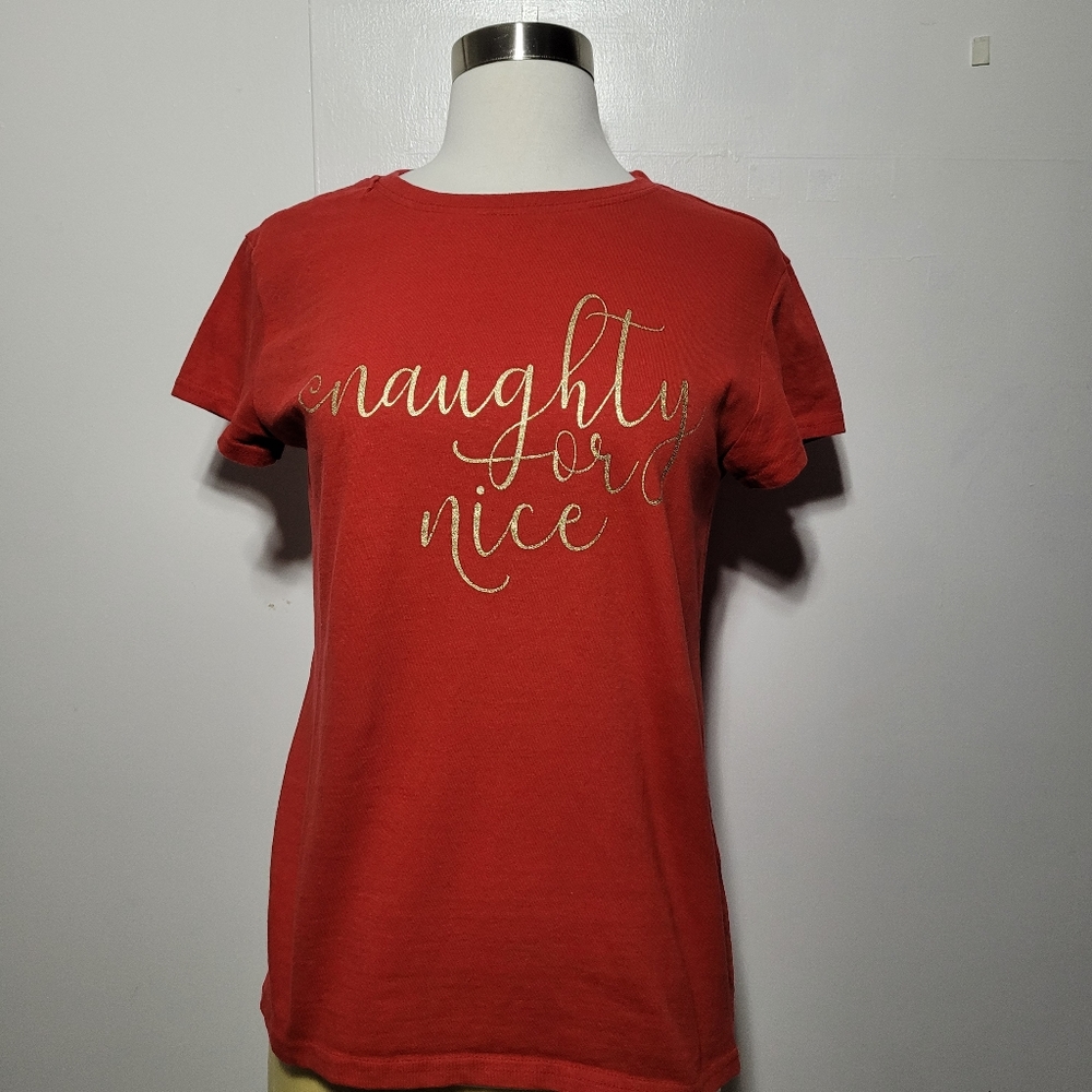 Chemistry Red Short Sleeve Naughty or Nice T-Shirt Size Large